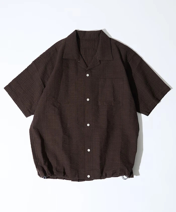 Seersucker Spindle Open Collar Short Sleeve Shirt