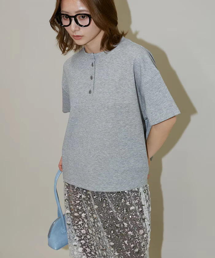 <contact cool> Cool Ponte Henry Neck T-Shirt Limited Release