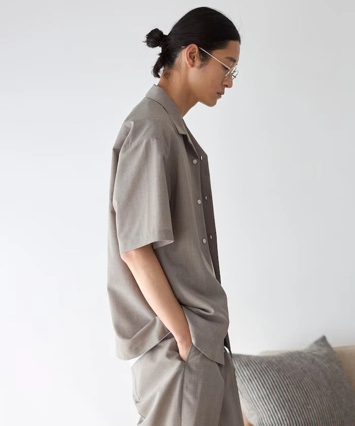 Functional Material Open Collar Short Sleeve Shirt Set 3 Piece Set / Washable / UV Cut / Quick Dry / Cooling Touch
