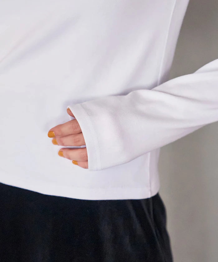 Many Button Cotton Modal Long Sleeve T-Shirt