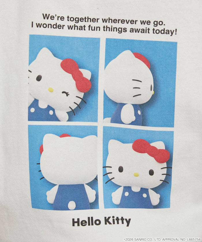 "HELLO KITTY" ID Photo style back print T-shirt limited edition