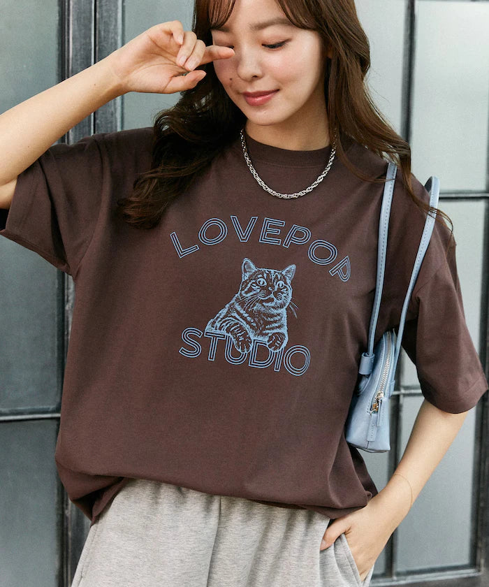 Functional Material Cat Print T-shirt Limited Edition