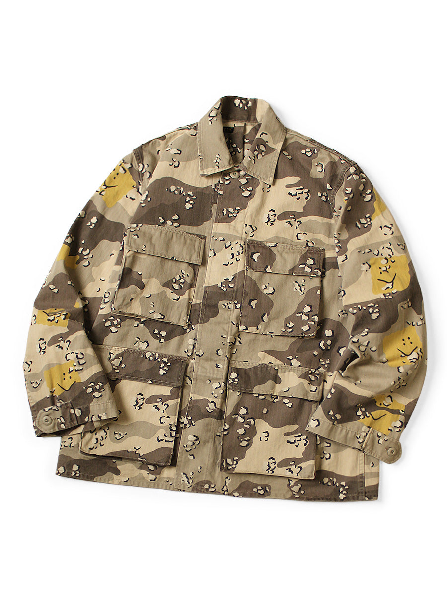 Cotton Herringbone PECKISH Chocolate Chip Camo Pattern ARMY-JKT