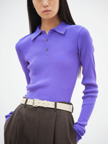 SUPER FINE WOOL HIGH GAUGE RIB KNIT POLO