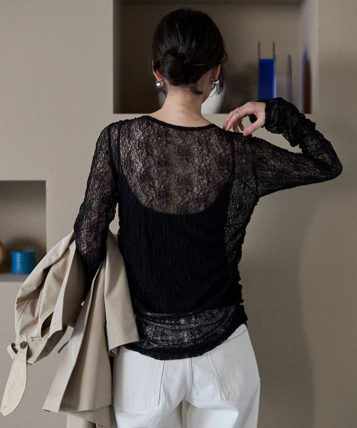 Many Button Lace Shirring Cardigan (Released on February 12 at 12:00)