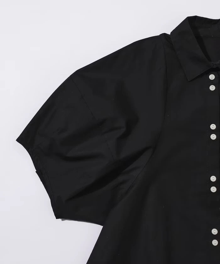 Color Added Balloon Sleeve Shirt / 5 Sleeve Blouse