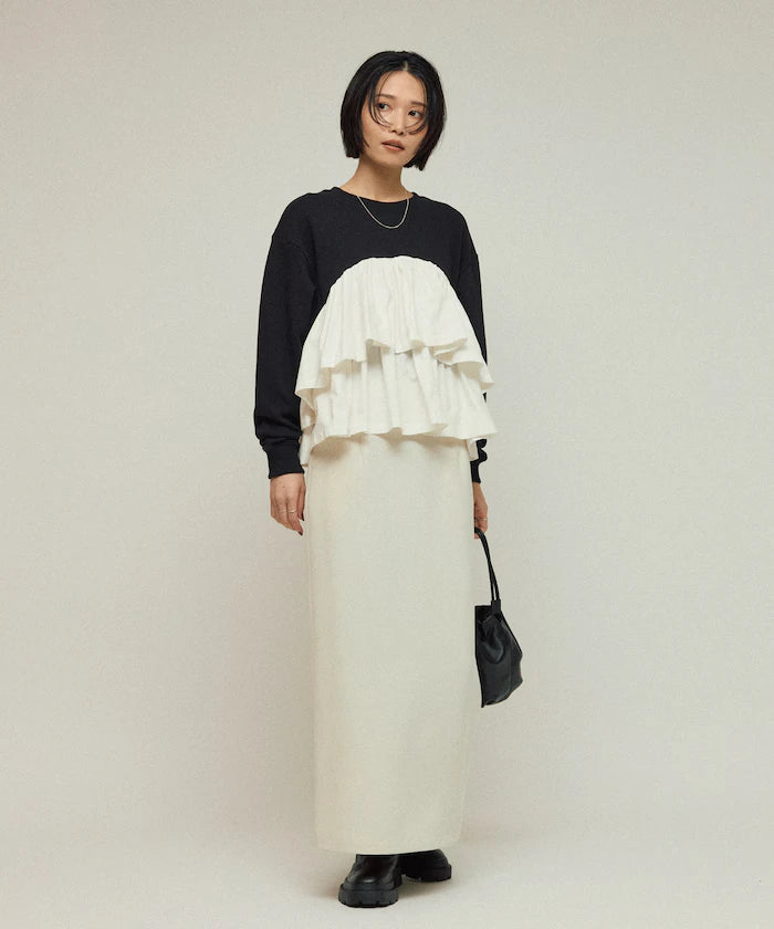 Organic Cotton Docking Frill Sweat / Relaxed Fit / Backed Sweat