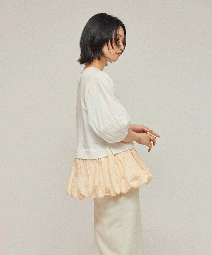 Organic Cotton Peplum Switch Top / 5-minute Sleeve T-Shirt
