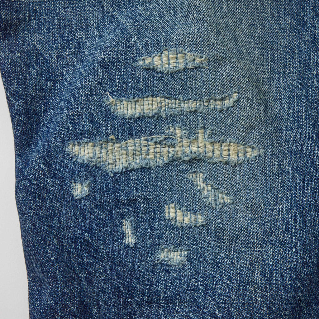 Recycled Waste Suvin Cotton Yarn 14oz. Denim 5Pocket Straight Pants Vintage Washed (Zipper Fly)
