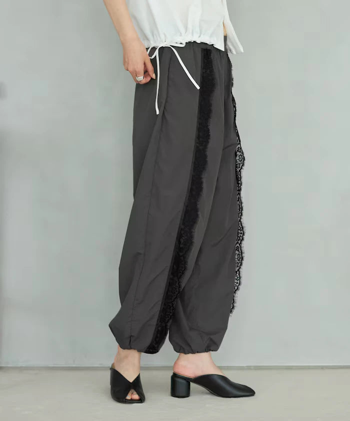 Nylon Lace Easy Wide Pants