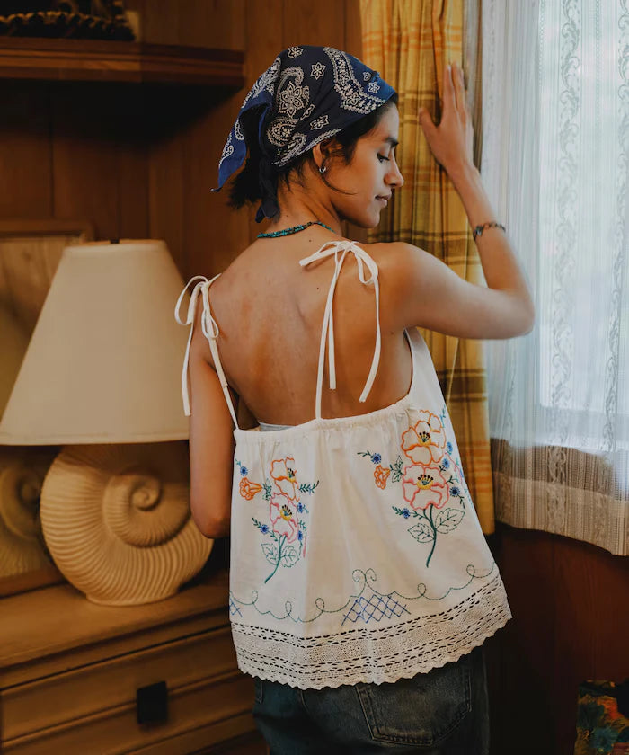 India Shoulder Ribbon Embroidered Remake Style Camisole