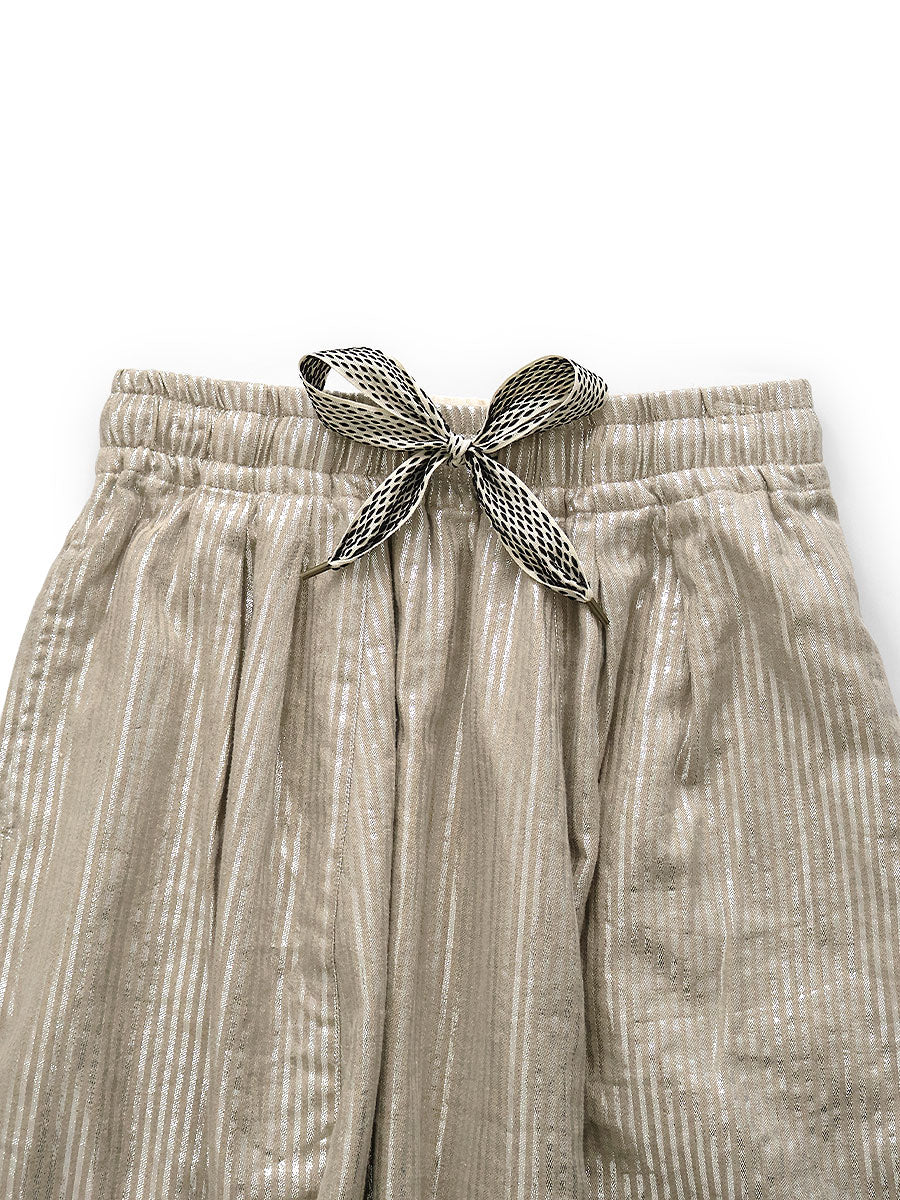 Linen Glitter Fleece Stripe Sarouel...