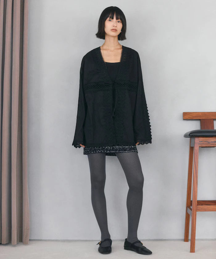 Lace Panel V-Neck Shirt