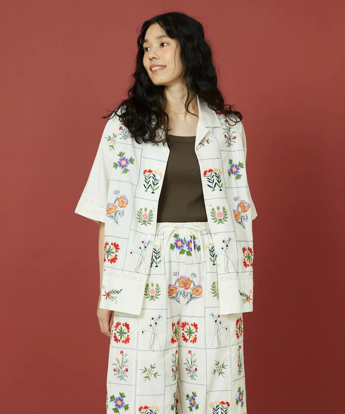 Patchwork Flower Embroidery Shirt