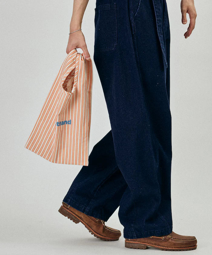 Stripe Print Canvas Market Bag