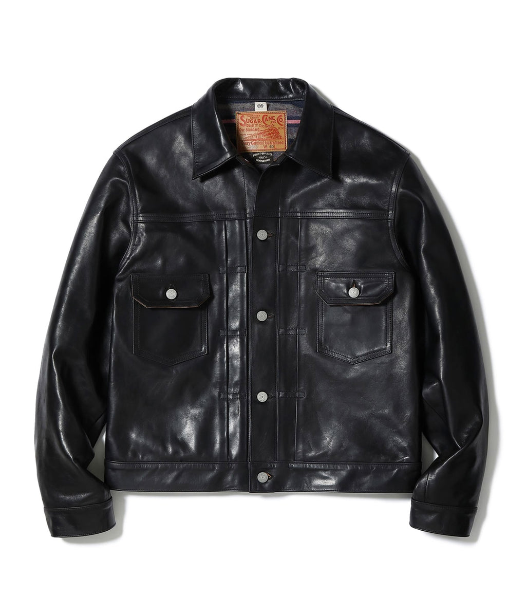 BLACK HORSEHIDE LEATHER JACKET 1953 MODEL
