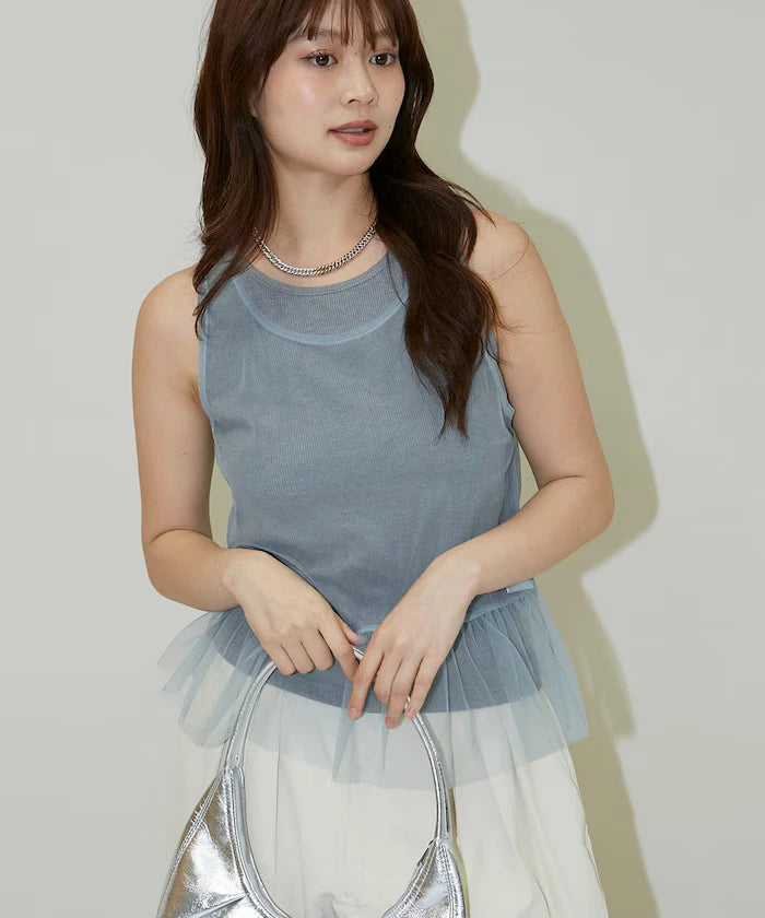 <Set Item> Tulle Layered Tank Top Limited Edition