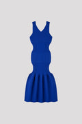 FLUTED V-NECK SLEEVELESS MERMAID DRESS