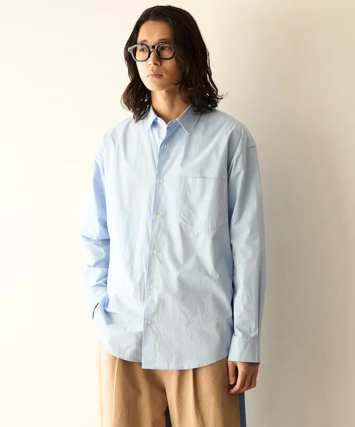 Nuance Color Oversized Regular Collar Long Sleeve Shirt