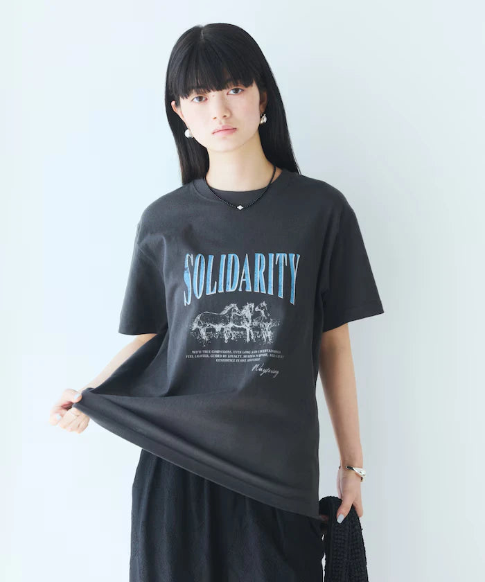 Comfortable Logo Horse Print Crew Neck T-Shirt