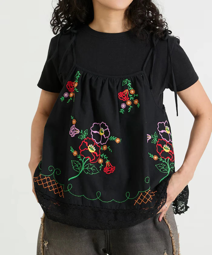 India Shoulder Ribbon Embroidered Remake Style Camisole