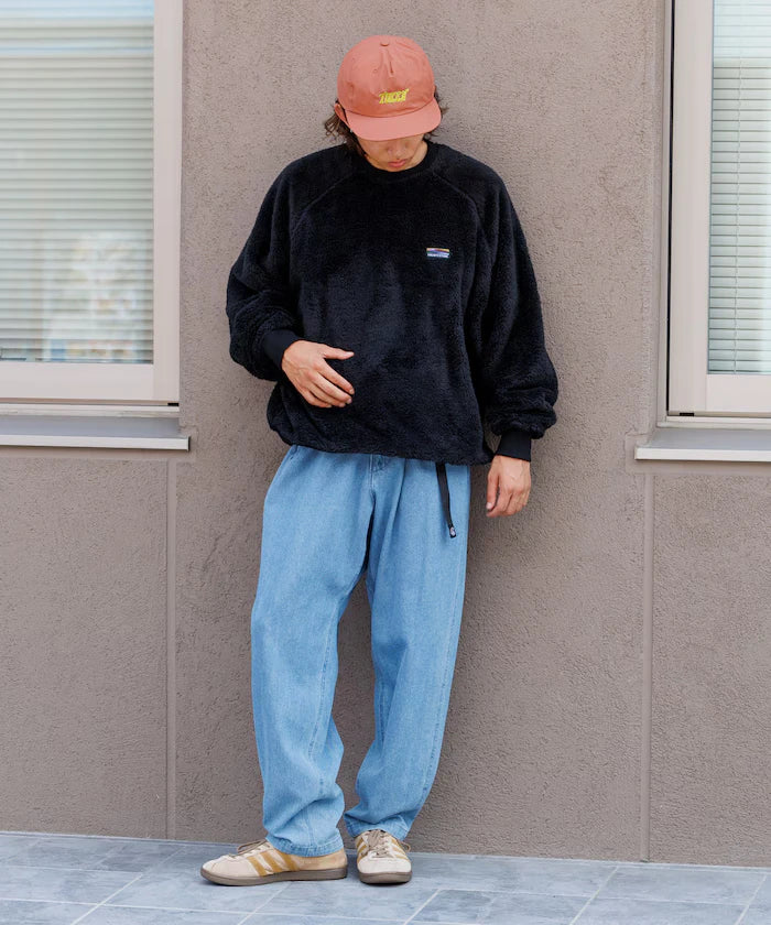 Relaxed Fit Raglan Sleeve Shaggy Fleece Pullover