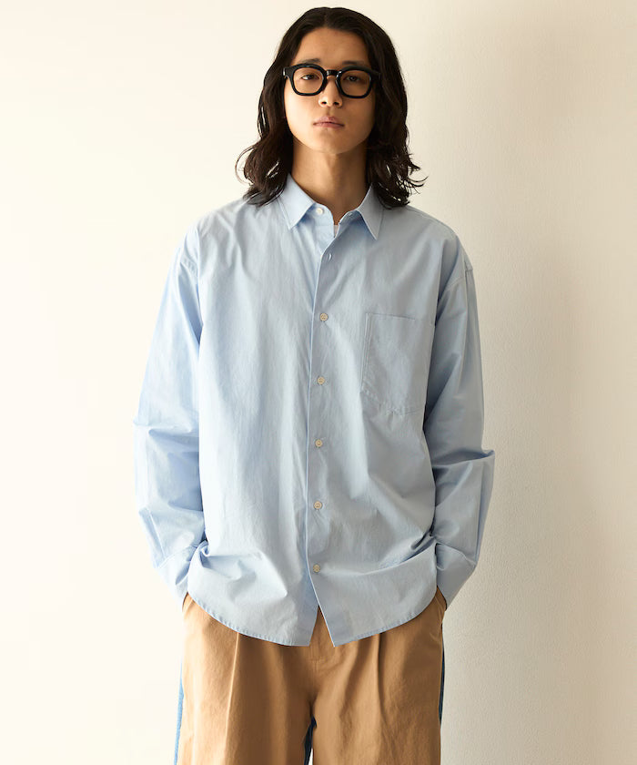 Nuance Color Oversized Regular Collar Long Sleeve Shirt