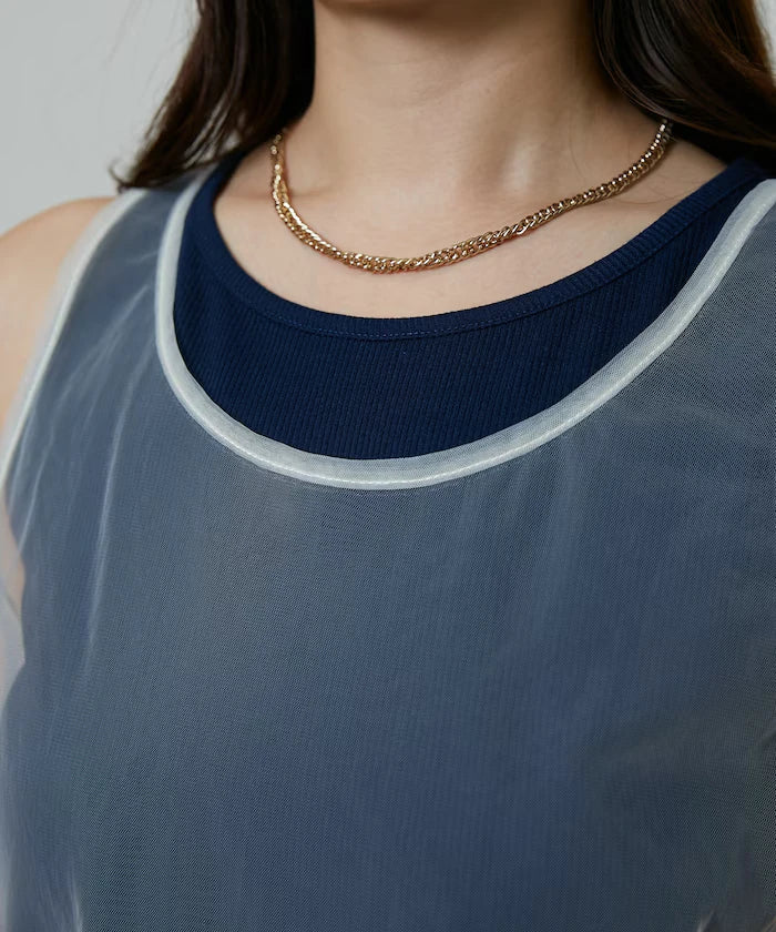 <Set Item> Tulle Layered Tank Top Limited Edition