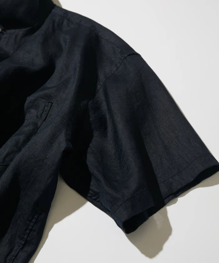 Linen Open Collar Short Sleeve Shirt