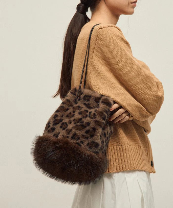 Faux Fur Animal Drawstring Bag