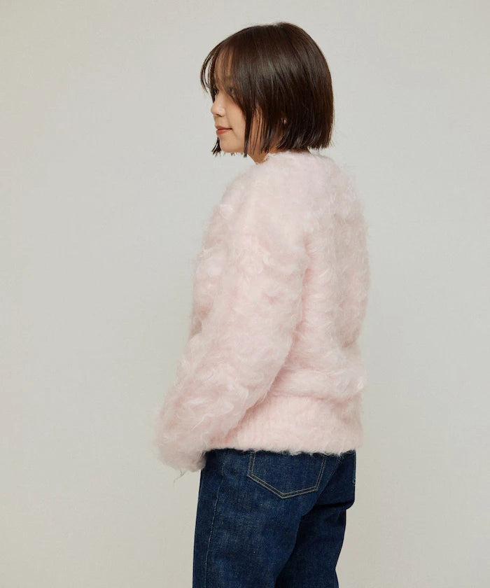 Variation Button Shaggy Knit Cardigan