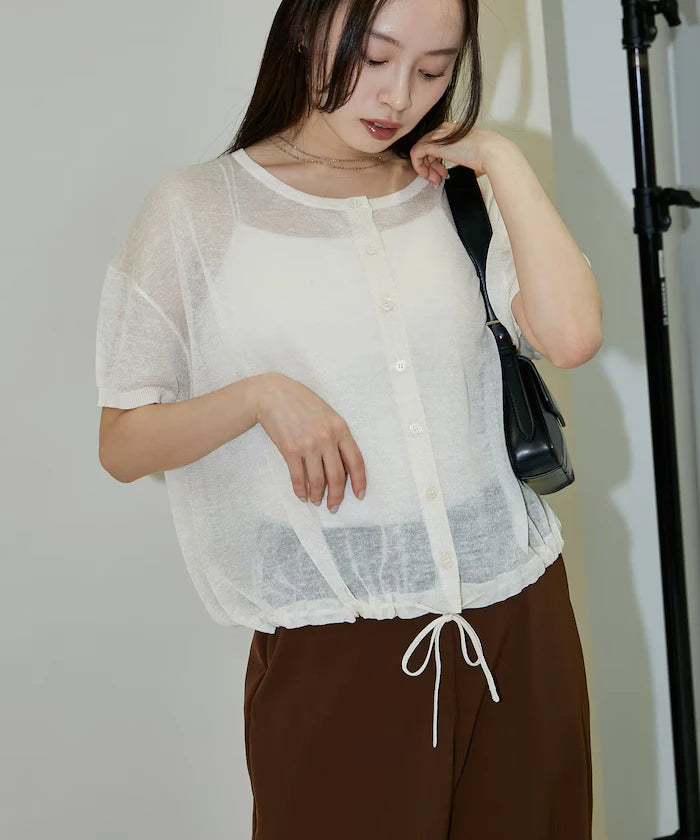 Washable Linen Hem Cord Summer Knit Cardigan Limited Edition