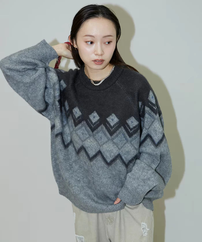 Jacquard Mohair Touch Knit Pullover Limited Edition