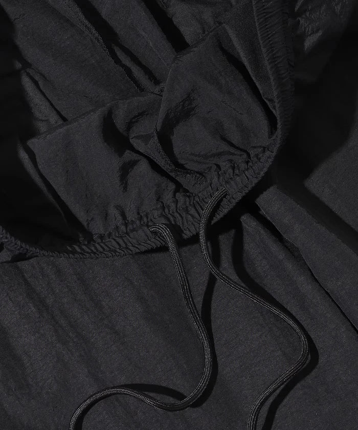 Wide Straight Nylon Track Pants / Tapered Silhouette Easy Nylon Pants