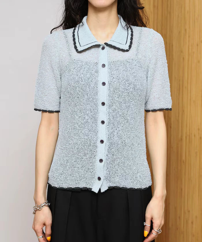 Color Embroidered Polo Collar Cardigan [Limited Edition]