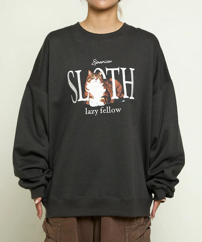SLOTH Cat Fleece Lined Sweatshirt Limited Edition