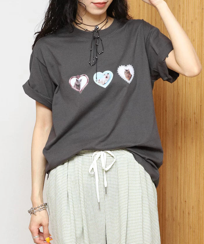 Organic Cotton Animal Heart Print T-Shirt