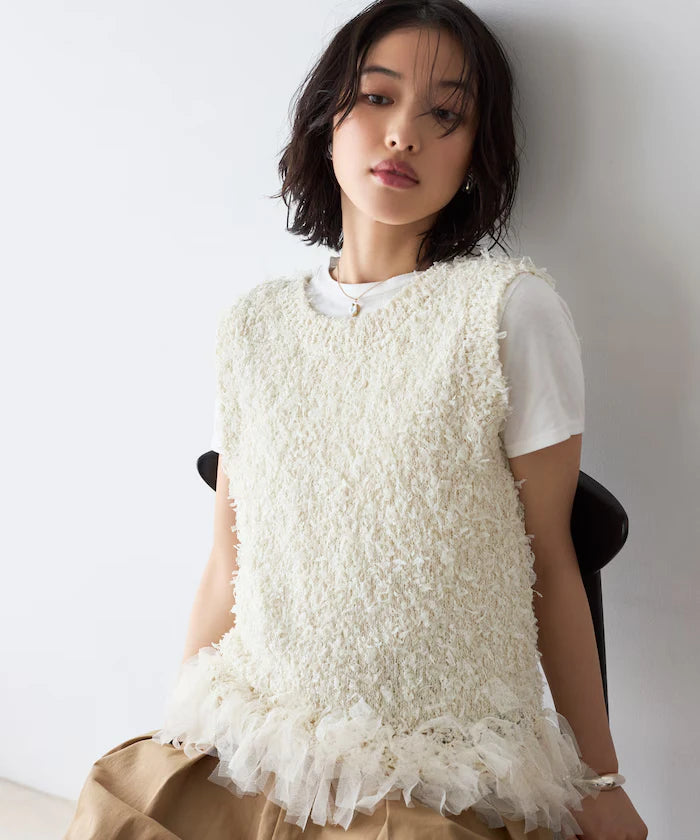 2WAY Fringe Hem Knit Vest