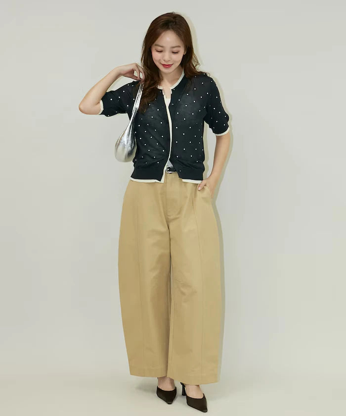 Dot Pattern Layered Short Sleeve Knit Cardigan Limited Release