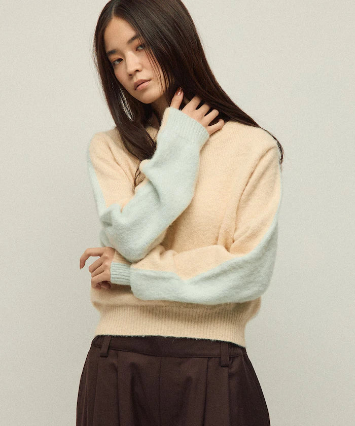 Alpaca Blend Bicolor Knit Pullover