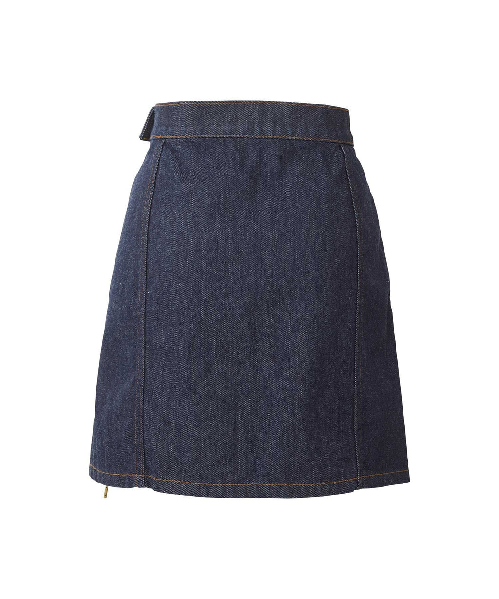 APPLE PANDA Embroidered Side Lace-Up Denim Mini Skirt