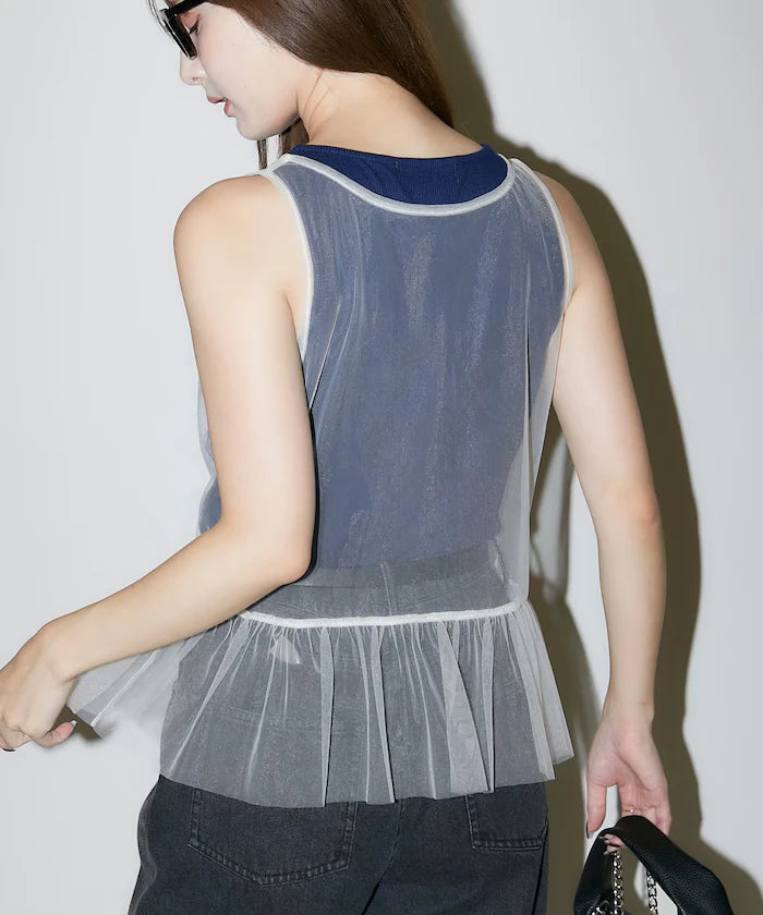 <Set Item> Tulle Layered Tank Top Limited Edition