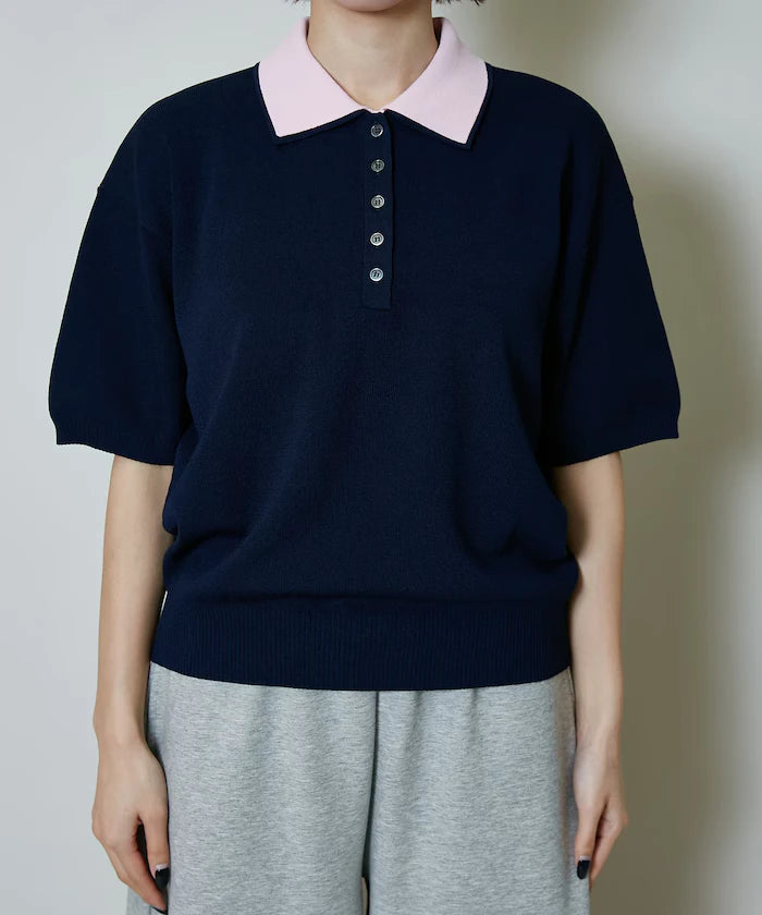 Color Scheme 2-Panel Collar Short Sleeve Knit Polo Shirt Limited Edition
