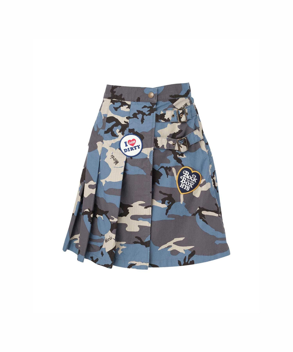 Military Pleated Wrap Skirt