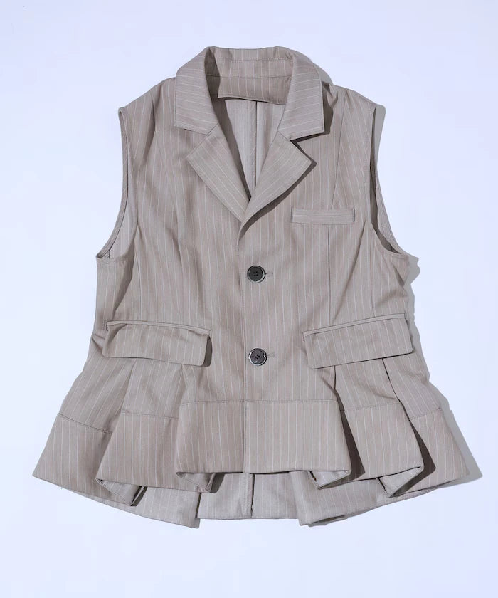 Pinstripe Flare Hem Short Vest