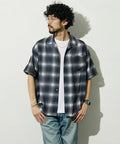Mesh Open Collar Pattern Short Sleeve Shirt / Allover Design Open Collar Shirt / Big Silhouette