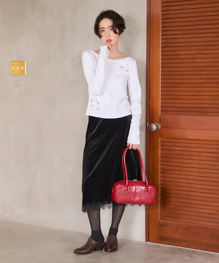 Many Button Cotton Modal Long Sleeve T-Shirt