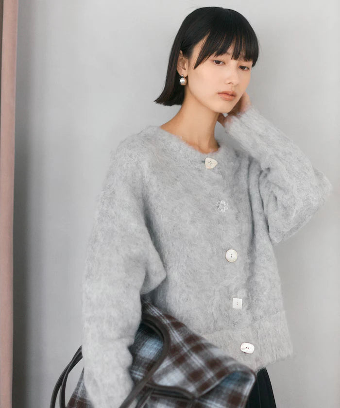 Variation Button Shaggy Knit Cardigan