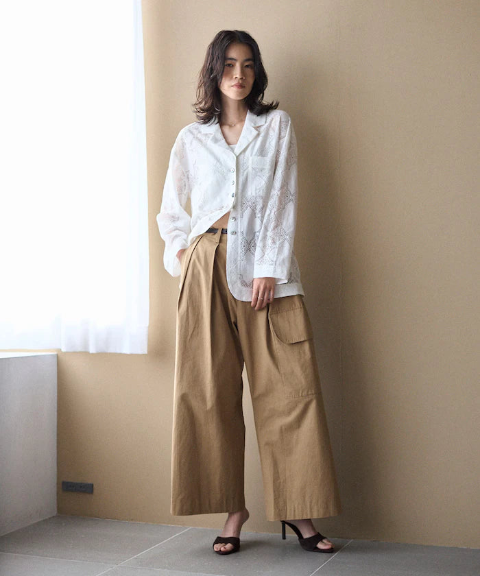 [February 12 12:00 Release] Panel Lace Shirt Jacket / Compatible with Setup