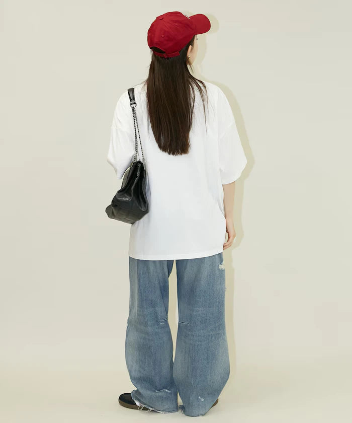 Big T-shirt with Pearl and Sagara Embroidery - Limited Edition
